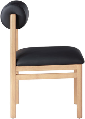 Meridian Furniture Roundhill Art Deco Upholstered Dining Chair with Solid Wood Frame for Elegant Rooms 11052 Black Vegan Leather 11052Black-C