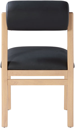 Meridian Furniture Roundhill Art Deco Upholstered Dining Chair with Solid Wood Frame for Elegant Rooms 11052 Black Vegan Leather 11052Black-C