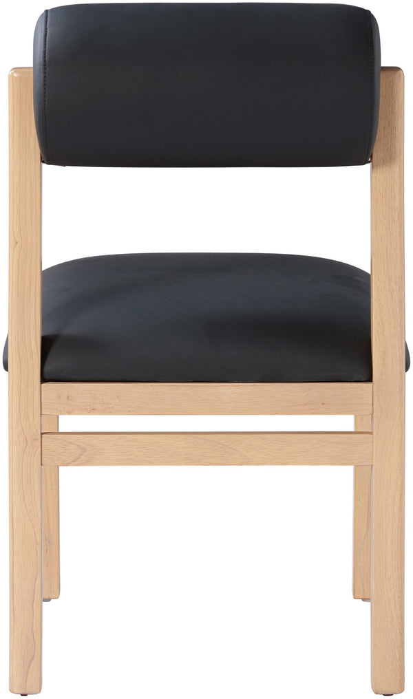 Meridian Furniture Roundhill Art Deco Upholstered Dining Chair with Solid Wood Frame for Elegant Rooms 11052 Black Vegan Leather 11052Black-C