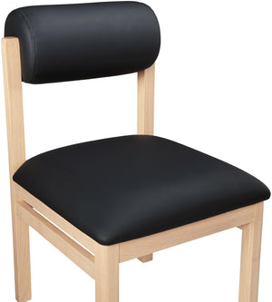 Meridian Furniture Roundhill Art Deco Upholstered Dining Chair with Solid Wood Frame for Elegant Rooms 11052 Black Vegan Leather 11052Black-C