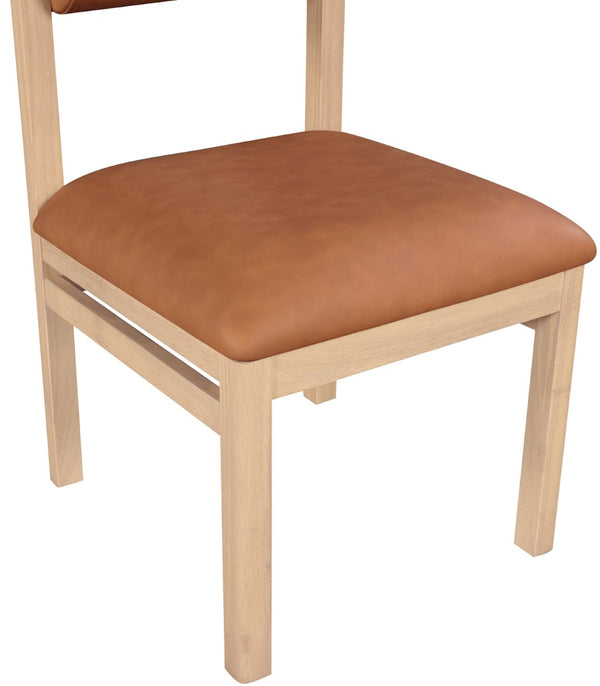 Meridian Furniture Roundhill Art Deco Upholstered Dining Chair with Solid Wood Frame for Elegant Rooms 11052 Cognac Vegan Leather 11052Cognac-C