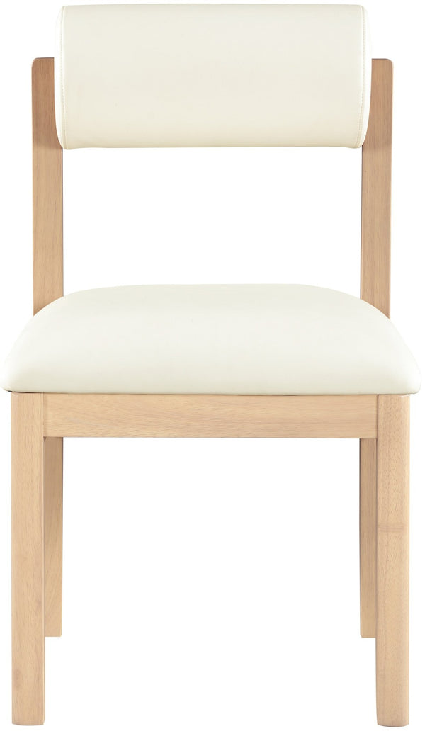 Meridian Furniture Roundhill Art Deco Upholstered Dining Chair with Solid Wood Frame for Elegant Rooms 11052 Cream Vegan Leather 11052Cream-C
