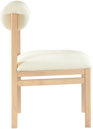 Meridian Furniture Roundhill Art Deco Upholstered Dining Chair with Solid Wood Frame for Elegant Rooms 11052 Cream Vegan Leather 11052Cream-C