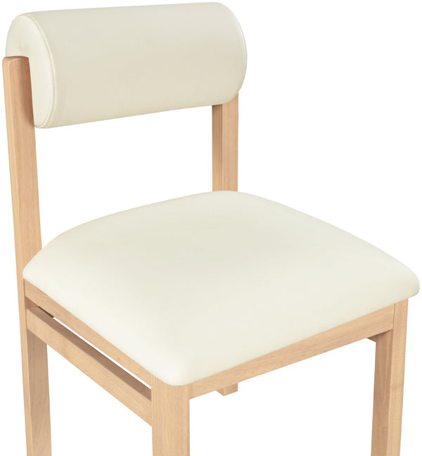 Meridian Furniture Roundhill Art Deco Upholstered Dining Chair with Solid Wood Frame for Elegant Rooms 11052 Cream Vegan Leather 11052Cream-C