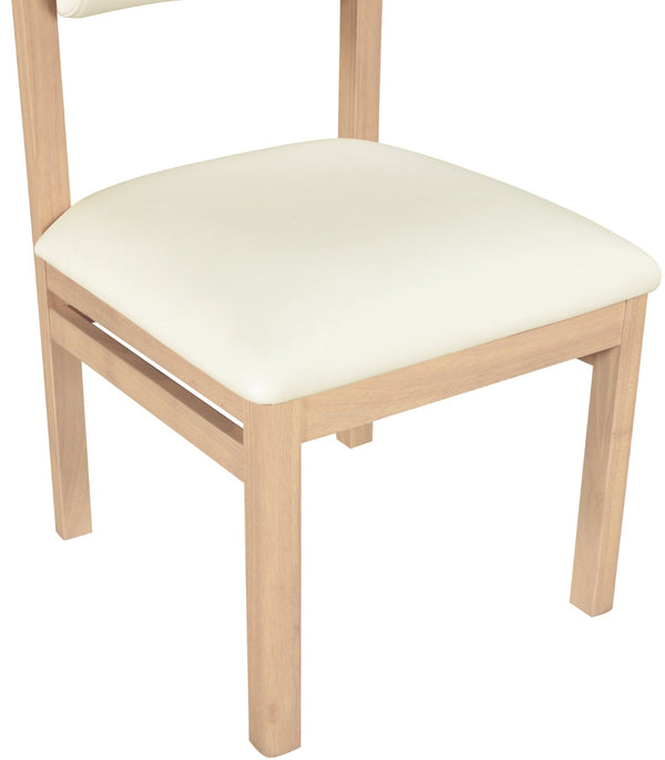 Meridian Furniture Roundhill Art Deco Upholstered Dining Chair with Solid Wood Frame for Elegant Rooms 11052 Cream Vegan Leather 11052Cream-C