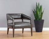 Carlyle Lounge Chair - Brentwood Charcoal Leather 110530 Sunpan