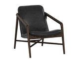 Cinelli Lounge Chair - Distressed Brown - Brentwood Charcoal Leather 110538 Sunpan