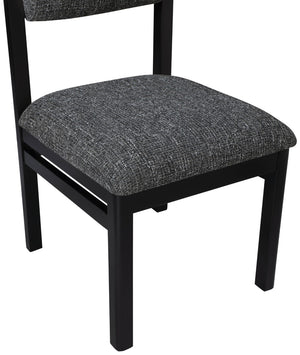 Meridian Furniture Roundhill Art Deco Upholstered Dining Chair with Solid Wood Frame for Elegant Rooms 11053 Black Linen Textured Fabric 11053Black-C