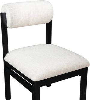 Meridian Furniture Roundhill Art Deco Upholstered Dining Chair with Solid Wood Frame for Elegant Rooms 11053 Cream Linen Textured Fabric 11053Cream-C