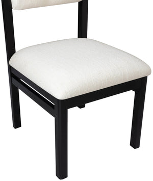 Meridian Furniture Roundhill Art Deco Upholstered Dining Chair with Solid Wood Frame for Elegant Rooms 11053 Cream Linen Textured Fabric 11053Cream-C