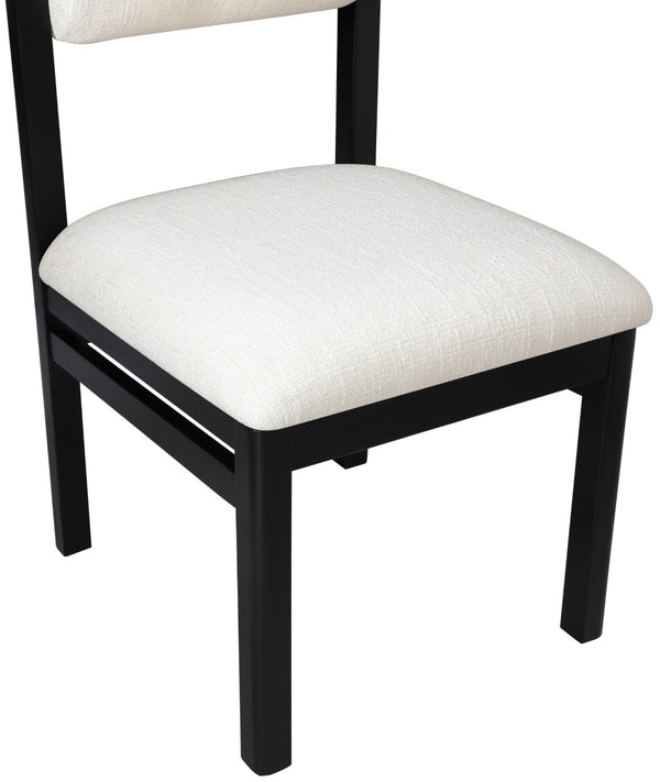 Meridian Furniture Roundhill Art Deco Upholstered Dining Chair with Solid Wood Frame for Elegant Rooms 11053 Cream Linen Textured Fabric 11053Cream-C