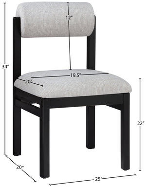 Meridian Furniture Roundhill Art Deco Upholstered Dining Chair with Solid Wood Frame for Elegant Rooms 11053 Grey Linen Textured Fabric 11053Grey-C