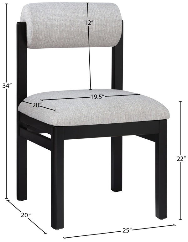 Meridian Furniture Roundhill Art Deco Upholstered Dining Chair with Solid Wood Frame for Elegant Rooms 11053 Grey Linen Textured Fabric 11053Grey-C