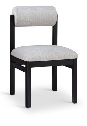 Meridian Furniture Roundhill Art Deco Upholstered Dining Chair with Solid Wood Frame for Elegant Rooms 11053 Grey Linen Textured Fabric 11053Grey-C