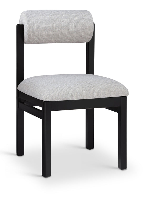 Meridian Furniture Roundhill Art Deco Upholstered Dining Chair with Solid Wood Frame for Elegant Rooms 11053 Grey Linen Textured Fabric 11053Grey-C