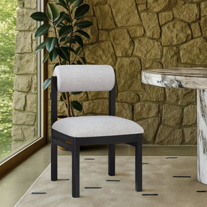 Meridian Furniture Roundhill Art Deco Upholstered Dining Chair with Solid Wood Frame for Elegant Rooms 11053 Grey Linen Textured Fabric 11053Grey-C