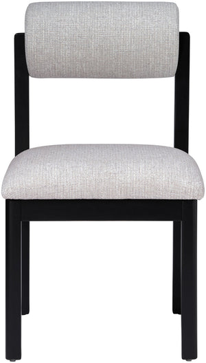 Meridian Furniture Roundhill Art Deco Upholstered Dining Chair with Solid Wood Frame for Elegant Rooms 11053 Grey Linen Textured Fabric 11053Grey-C