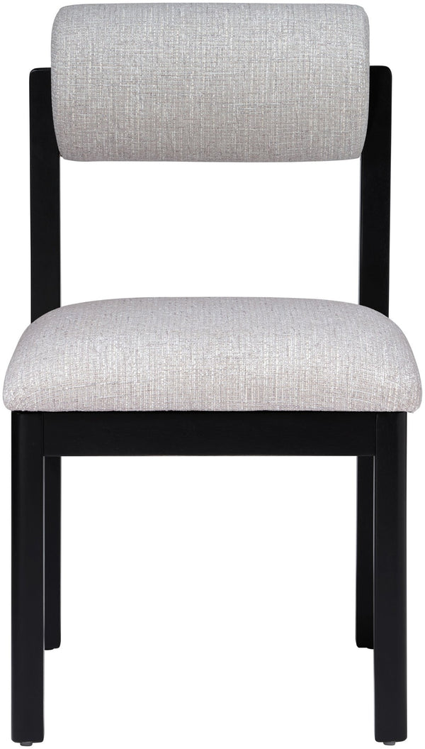 Meridian Furniture Roundhill Art Deco Upholstered Dining Chair with Solid Wood Frame for Elegant Rooms 11053 Grey Linen Textured Fabric 11053Grey-C