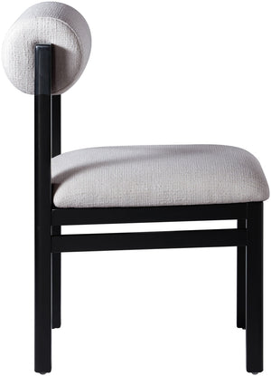 Meridian Furniture Roundhill Art Deco Upholstered Dining Chair with Solid Wood Frame for Elegant Rooms 11053 Grey Linen Textured Fabric 11053Grey-C