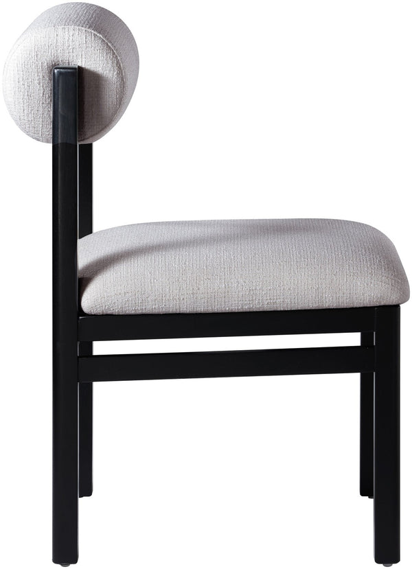 Meridian Furniture Roundhill Art Deco Upholstered Dining Chair with Solid Wood Frame for Elegant Rooms 11053 Grey Linen Textured Fabric 11053Grey-C