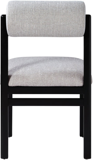 Meridian Furniture Roundhill Art Deco Upholstered Dining Chair with Solid Wood Frame for Elegant Rooms 11053 Grey Linen Textured Fabric 11053Grey-C