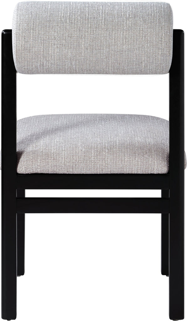 Meridian Furniture Roundhill Art Deco Upholstered Dining Chair with Solid Wood Frame for Elegant Rooms 11053 Grey Linen Textured Fabric 11053Grey-C
