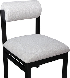 Meridian Furniture Roundhill Art Deco Upholstered Dining Chair with Solid Wood Frame for Elegant Rooms 11053 Grey Linen Textured Fabric 11053Grey-C