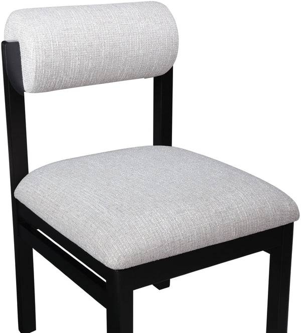 Meridian Furniture Roundhill Art Deco Upholstered Dining Chair with Solid Wood Frame for Elegant Rooms 11053 Grey Linen Textured Fabric 11053Grey-C