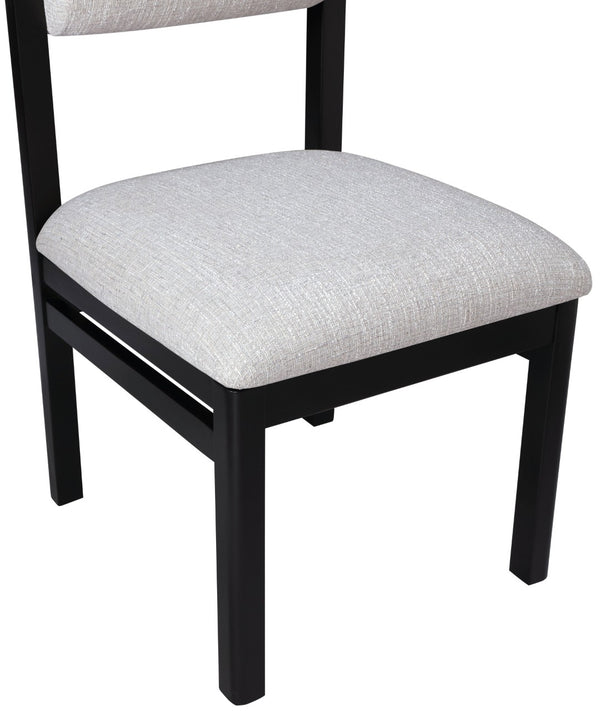 Meridian Furniture Roundhill Art Deco Upholstered Dining Chair with Solid Wood Frame for Elegant Rooms 11053 Grey Linen Textured Fabric 11053Grey-C