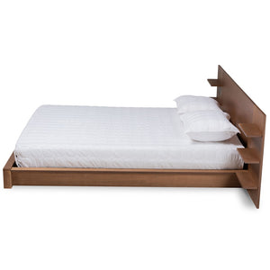 Baxton Studio Baxton Studio Elina Modern Walnut Brown Platform Bed with Shelves for Stylish Bedroom Storage & Support King MG-0051-Ash Walnut-King