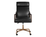 Collin Office Chair - Brushed Gold, Brown, Cortina Black Leather 110540  Sunpan