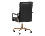 Collin Office Chair - Brushed Gold, Brown, Cortina Black Leather 110540  Sunpan