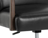 Collin Office Chair - Brushed Gold, Brown, Cortina Black Leather 110540  Sunpan