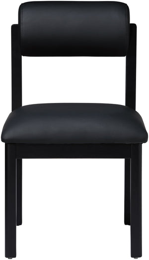 Meridian Furniture Roundhill Art Deco Upholstered Dining Chair with Solid Wood Frame for Elegant Rooms 11054 Black Vegan Leather 11054Black-C