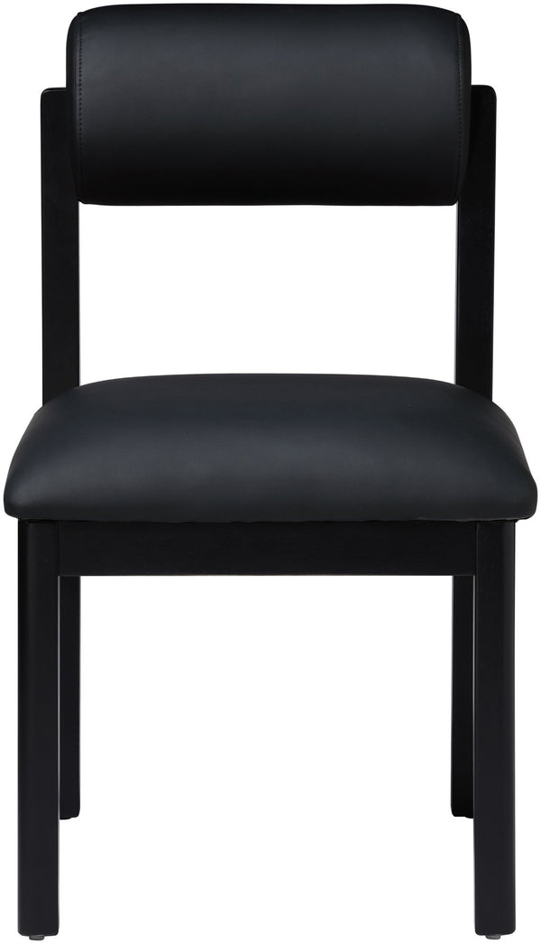 Meridian Furniture Roundhill Art Deco Upholstered Dining Chair with Solid Wood Frame for Elegant Rooms 11054 Black Vegan Leather 11054Black-C