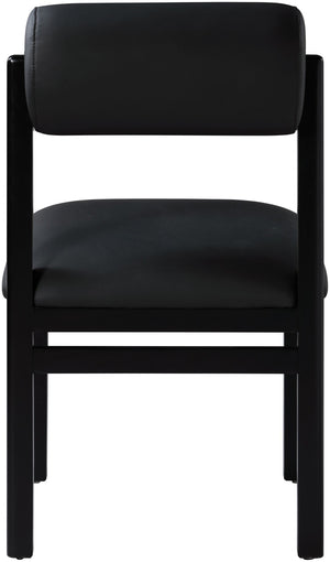 Meridian Furniture Roundhill Art Deco Upholstered Dining Chair with Solid Wood Frame for Elegant Rooms 11054 Black Vegan Leather 11054Black-C