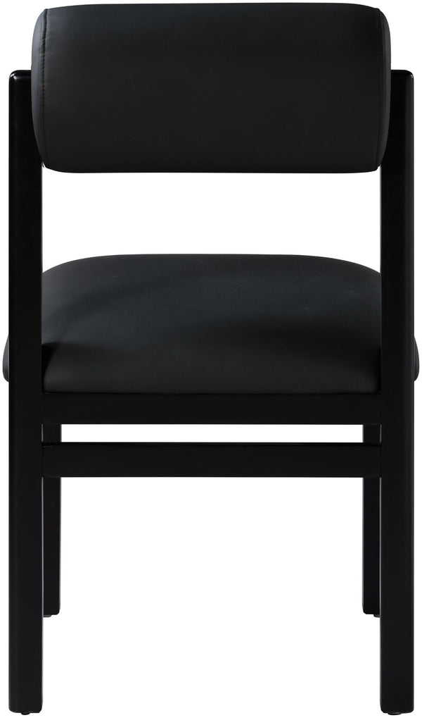 Meridian Furniture Roundhill Art Deco Upholstered Dining Chair with Solid Wood Frame for Elegant Rooms 11054 Black Vegan Leather 11054Black-C