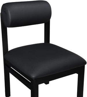 Meridian Furniture Roundhill Art Deco Upholstered Dining Chair with Solid Wood Frame for Elegant Rooms 11054 Black Vegan Leather 11054Black-C