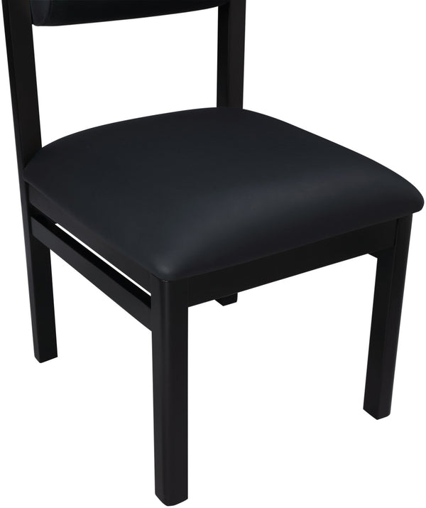 Meridian Furniture Roundhill Art Deco Upholstered Dining Chair with Solid Wood Frame for Elegant Rooms 11054 Black Vegan Leather 11054Black-C