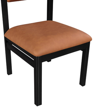 Meridian Furniture Roundhill Art Deco Upholstered Dining Chair with Solid Wood Frame for Elegant Rooms 11054 Cognac Vegan Leather 11054Cognac-C