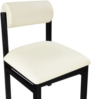 Meridian Furniture Roundhill Art Deco Upholstered Dining Chair with Solid Wood Frame for Elegant Rooms 11054 Cream Vegan Leather 11054Cream-C