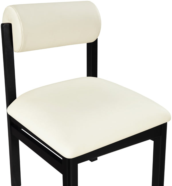 Meridian Furniture Roundhill Art Deco Upholstered Dining Chair with Solid Wood Frame for Elegant Rooms 11054 Cream Vegan Leather 11054Cream-C