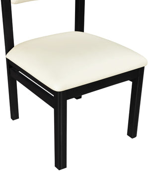 Meridian Furniture Roundhill Art Deco Upholstered Dining Chair with Solid Wood Frame for Elegant Rooms 11054 Cream Vegan Leather 11054Cream-C