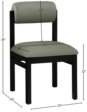Meridian Furniture Roundhill Art Deco Upholstered Dining Chair with Solid Wood Frame for Elegant Rooms 11054 Green Vegan Leather 11054Green-C
