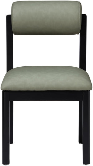 Meridian Furniture Roundhill Art Deco Upholstered Dining Chair with Solid Wood Frame for Elegant Rooms 11054 Green Vegan Leather 11054Green-C
