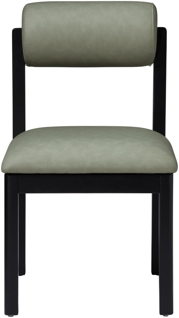 Meridian Furniture Roundhill Art Deco Upholstered Dining Chair with Solid Wood Frame for Elegant Rooms 11054 Green Vegan Leather 11054Green-C