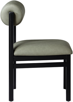 Meridian Furniture Roundhill Art Deco Upholstered Dining Chair with Solid Wood Frame for Elegant Rooms 11054 Green Vegan Leather 11054Green-C
