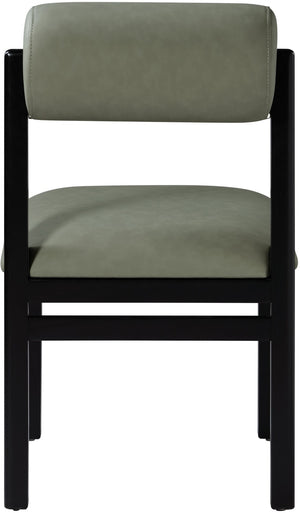Meridian Furniture Roundhill Art Deco Upholstered Dining Chair with Solid Wood Frame for Elegant Rooms 11054 Green Vegan Leather 11054Green-C
