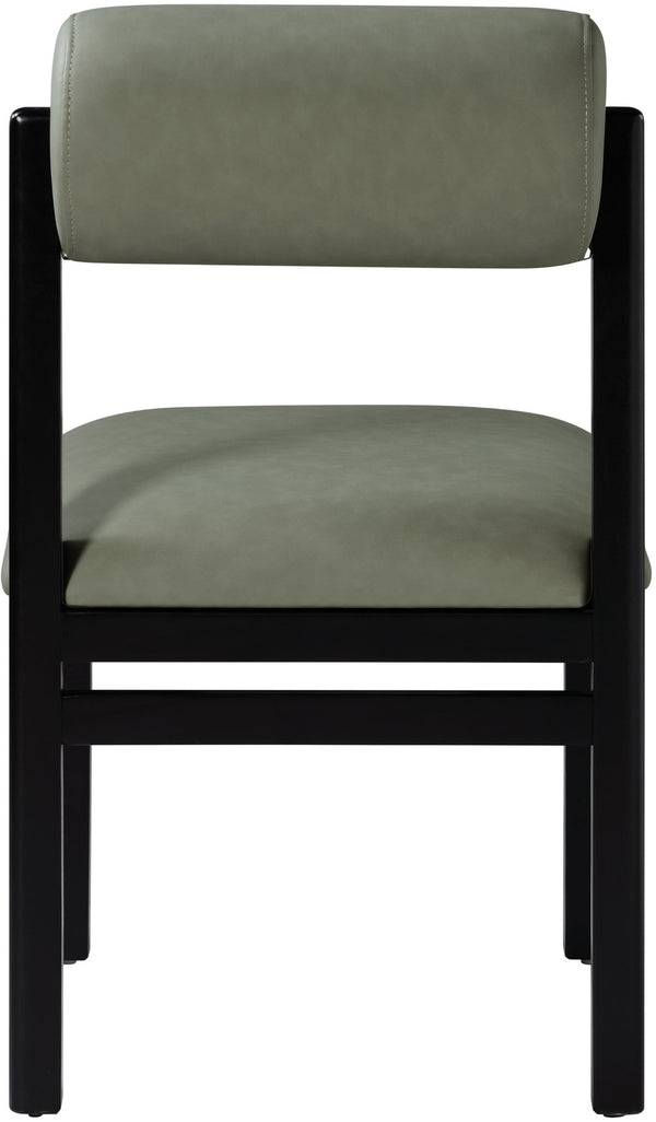 Meridian Furniture Roundhill Art Deco Upholstered Dining Chair with Solid Wood Frame for Elegant Rooms 11054 Green Vegan Leather 11054Green-C