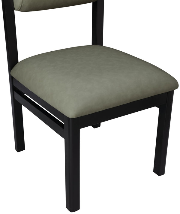 Meridian Furniture Roundhill Art Deco Upholstered Dining Chair with Solid Wood Frame for Elegant Rooms 11054 Green Vegan Leather 11054Green-C